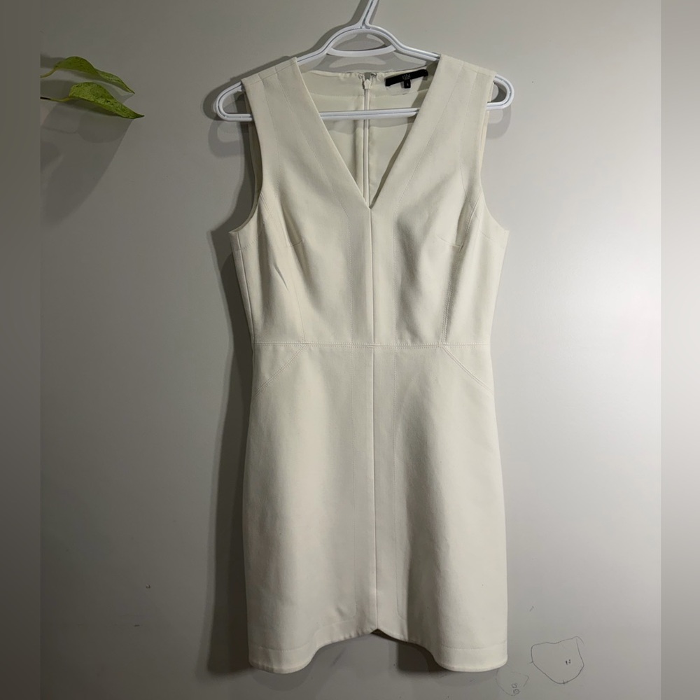 Tibi - Structured V-Neck White Mini Dress